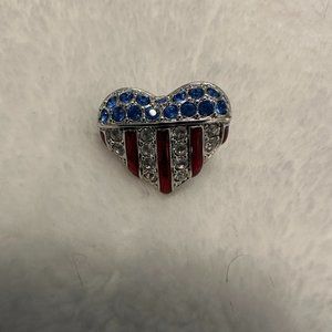 Swarovski Crystal Brave Heart American Flag Brooch Pin
